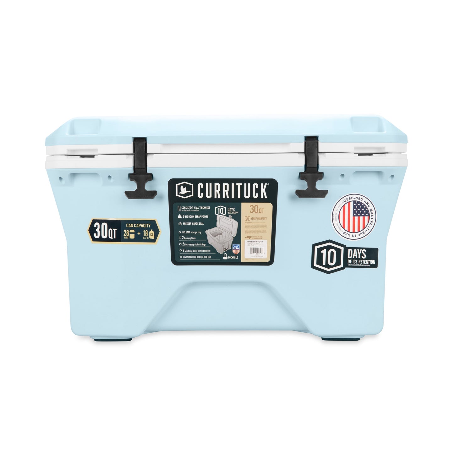 Currituck Premium 30 Quart Cooler - Light Blue & White