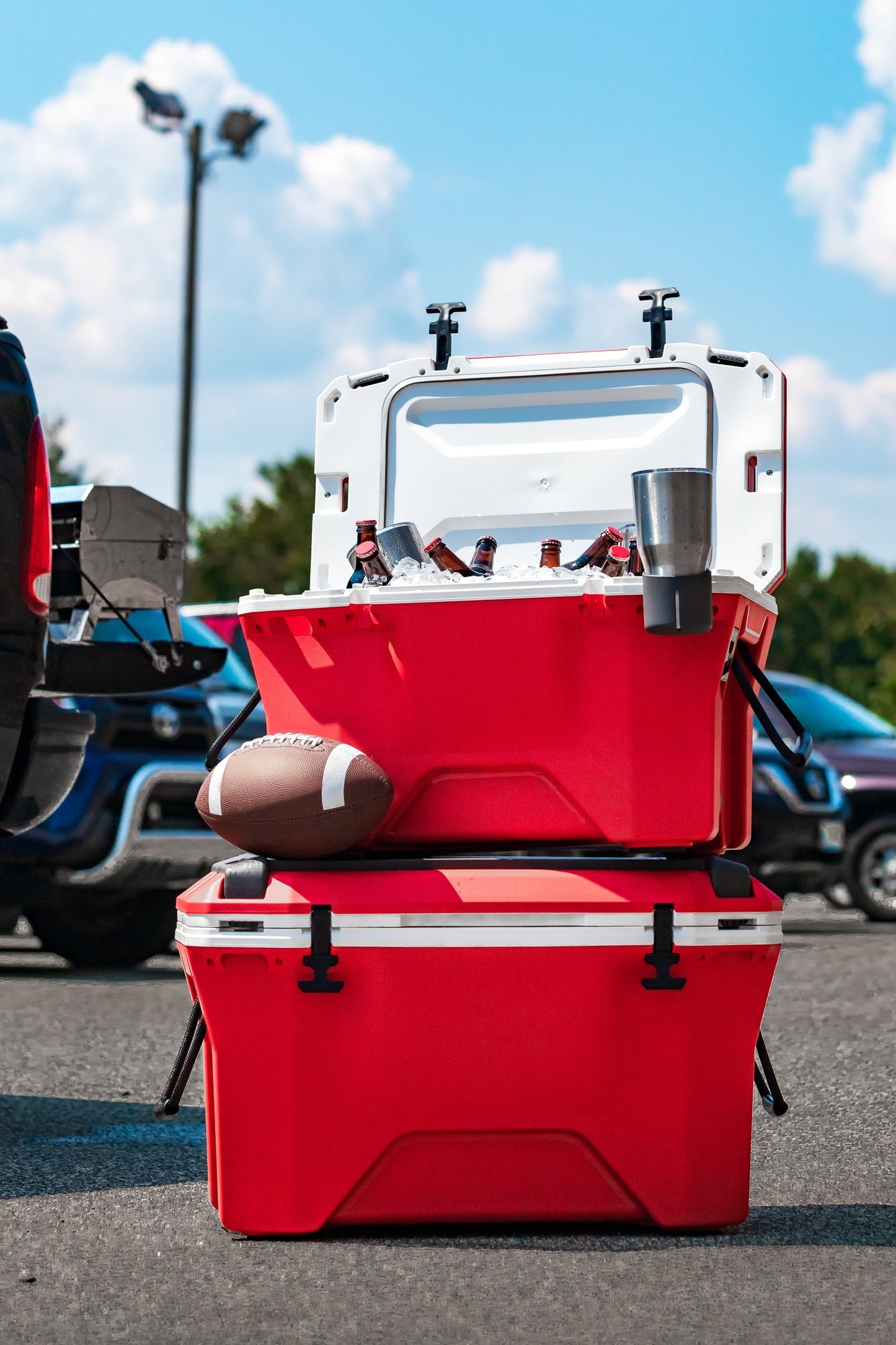 Currituck 30 and 50 Quart Premium Coolers - Red & White