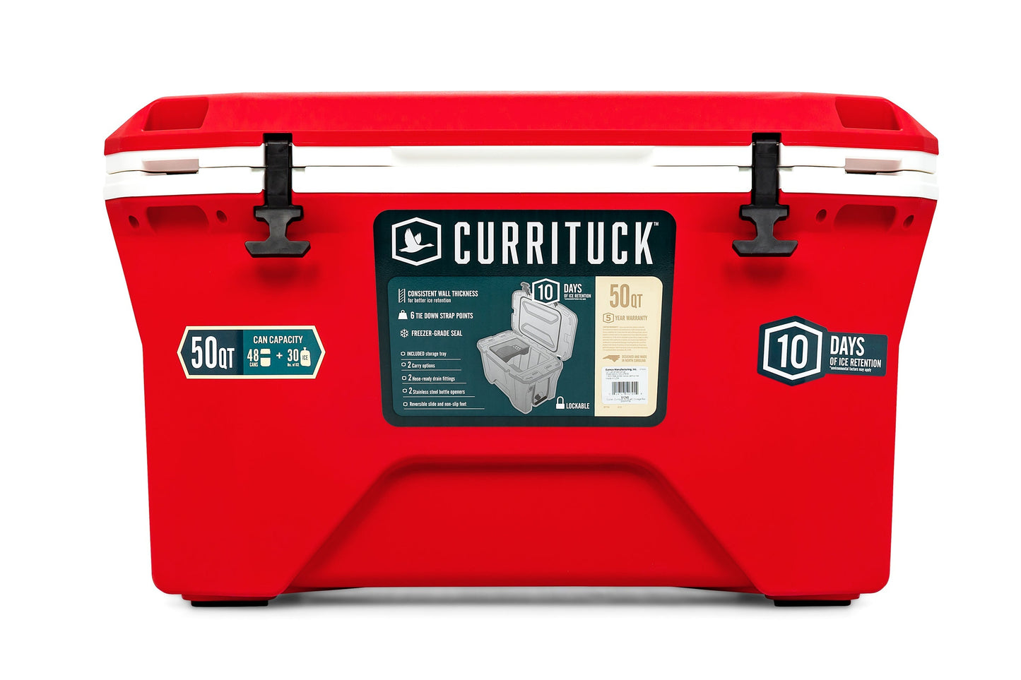 Currituck 30 and 50 Quart Premium Coolers - Bright Red & White