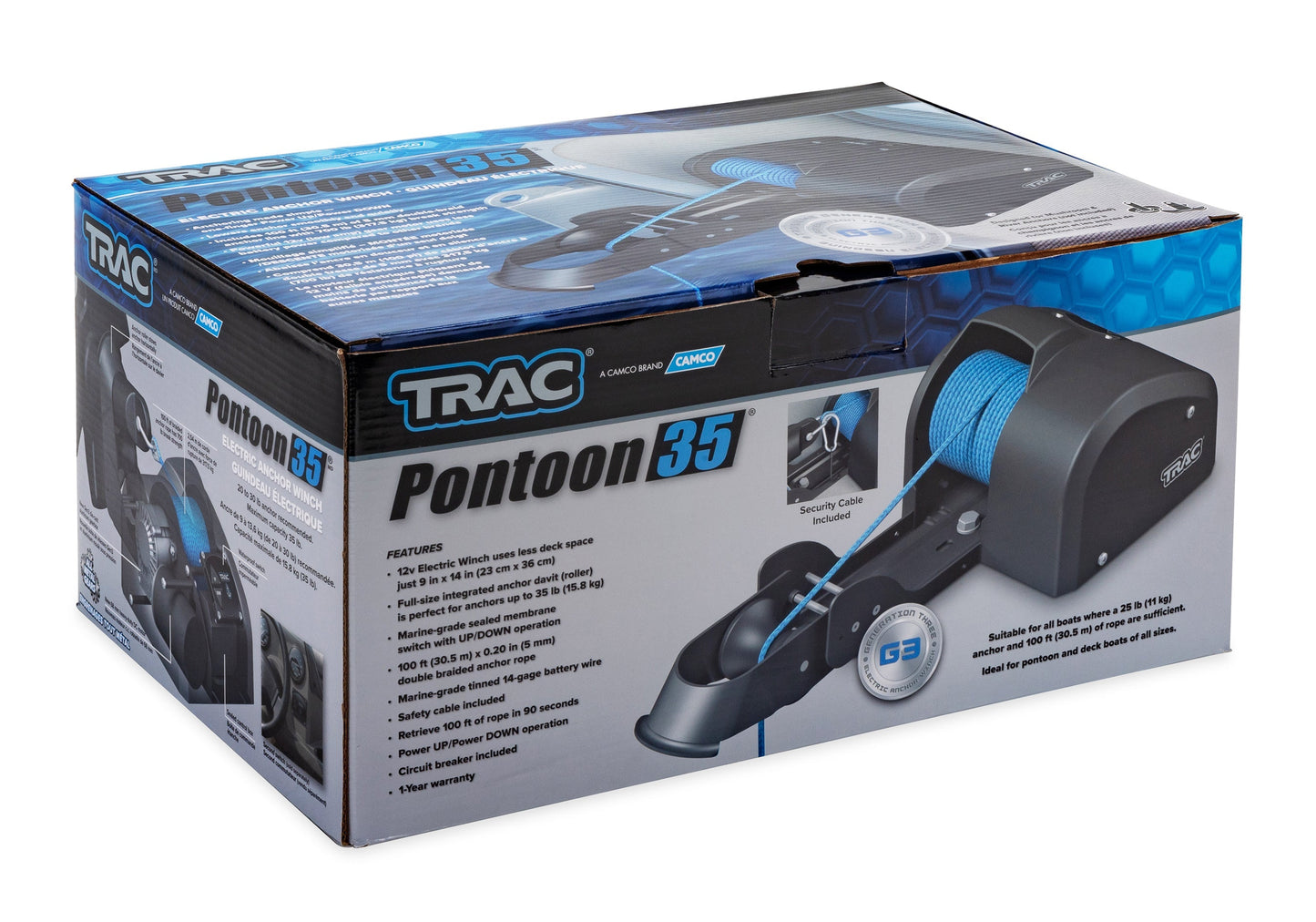 TRAC Outdoors Pontoon Electric Anchor Winch 35-G3